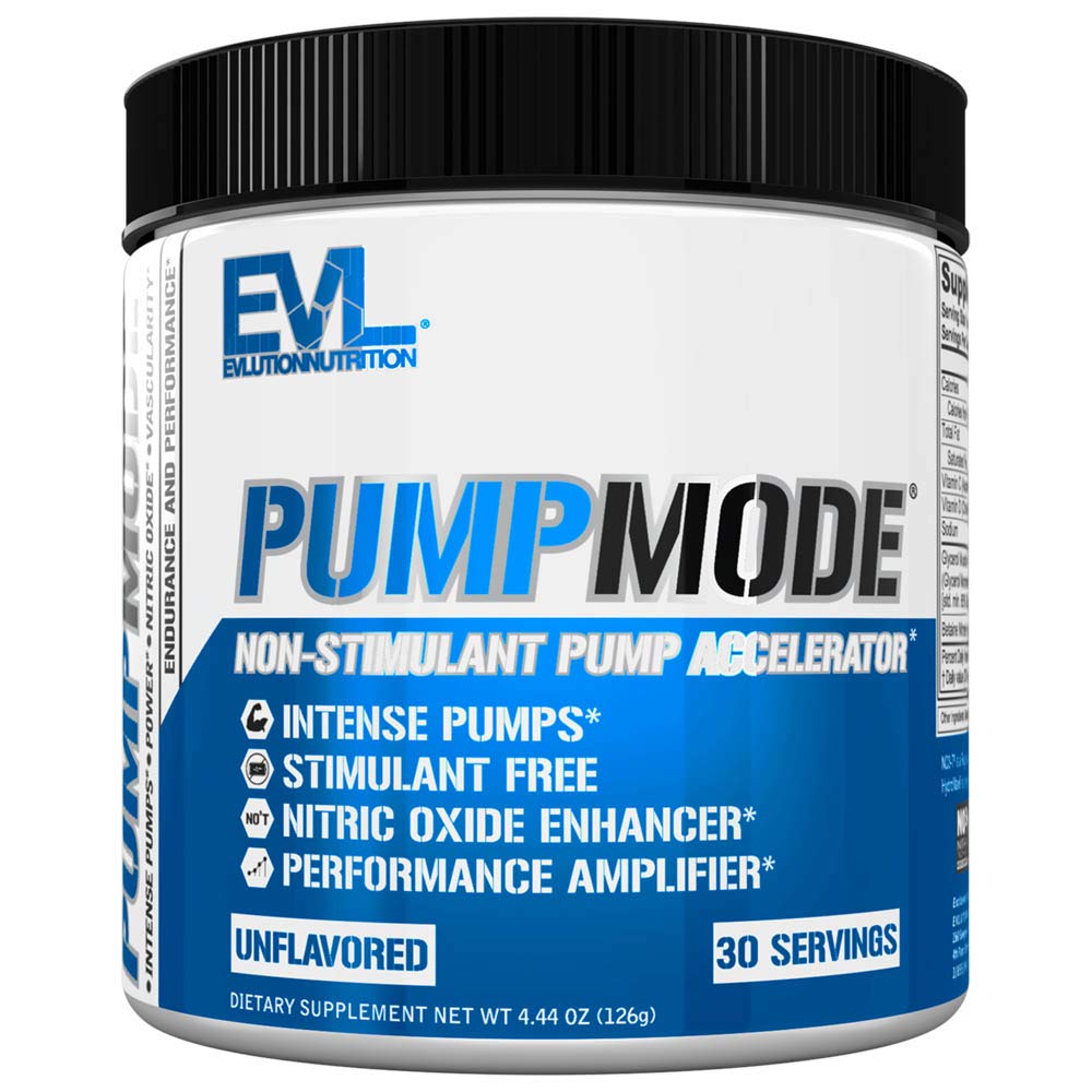 EVL PumpMode Nitric Oxid Supplement - Nitric Oxid Booster Pump Pre Workout Pulver mit Glycerin und Betain für Muskelrückgewinnung Wachstum und Ausdauer - Stim Free Pre Workout Drink (Unflavored)