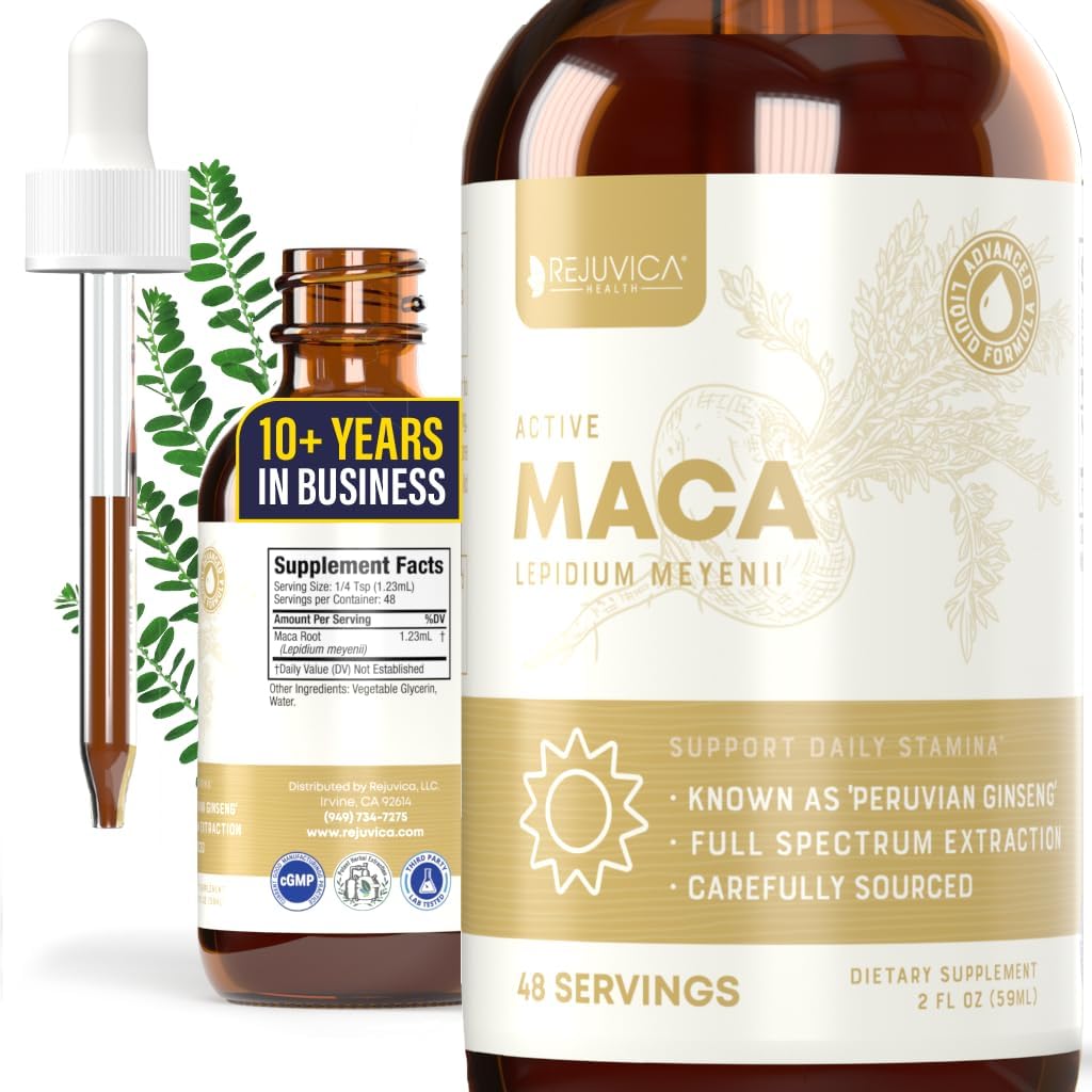 Rejuvica Health Active Maca - Advanced Maca Root Extract - Peruvian Ginseng - Flüssige Lieferung für bessere Absorption - unterstützt Energie & Vitalität