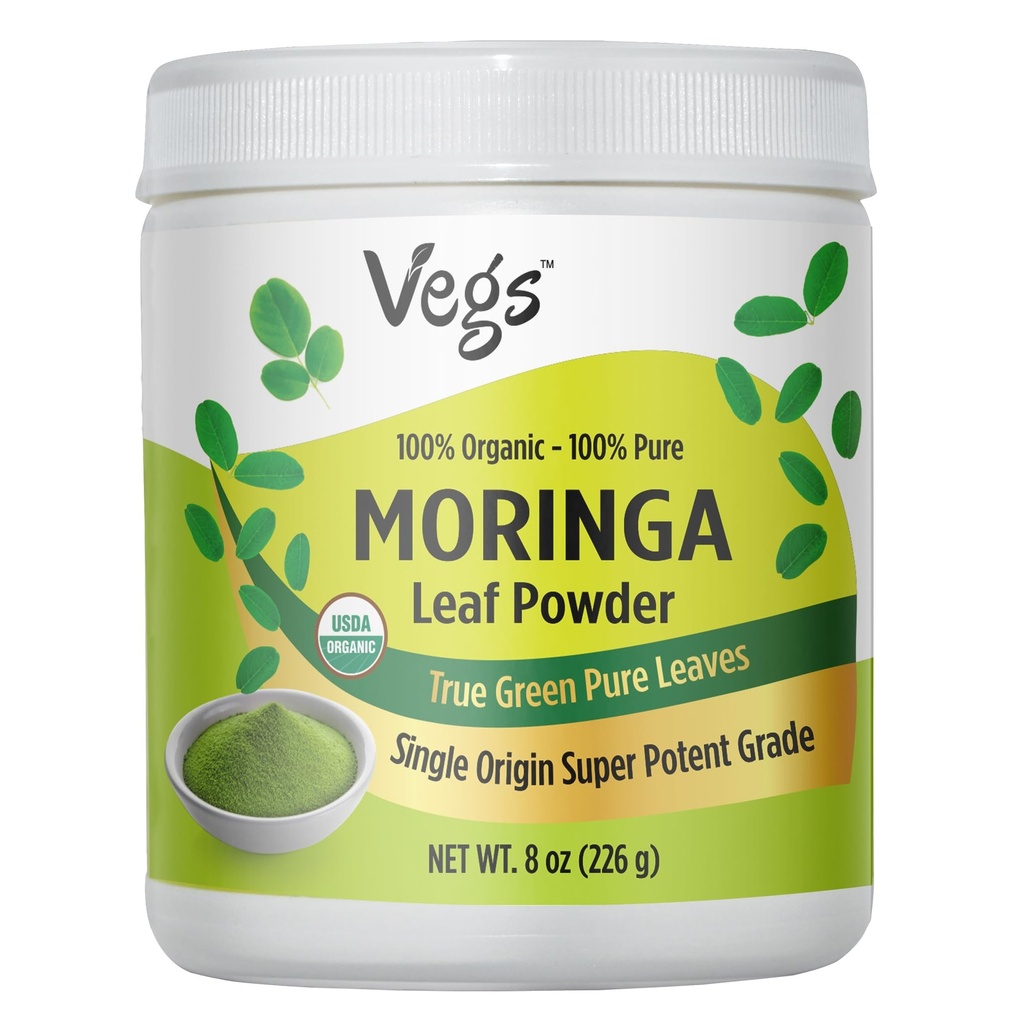 Moringa Powder, The Real Green Freeze Dried Moringa Blätter Organisch, Rich Antioxidants, Aminosäuren & Nährstoffe Dense - Native Single Origin, Premium Harvest Moringa Oleifera Blatt Pulver, 8 oz