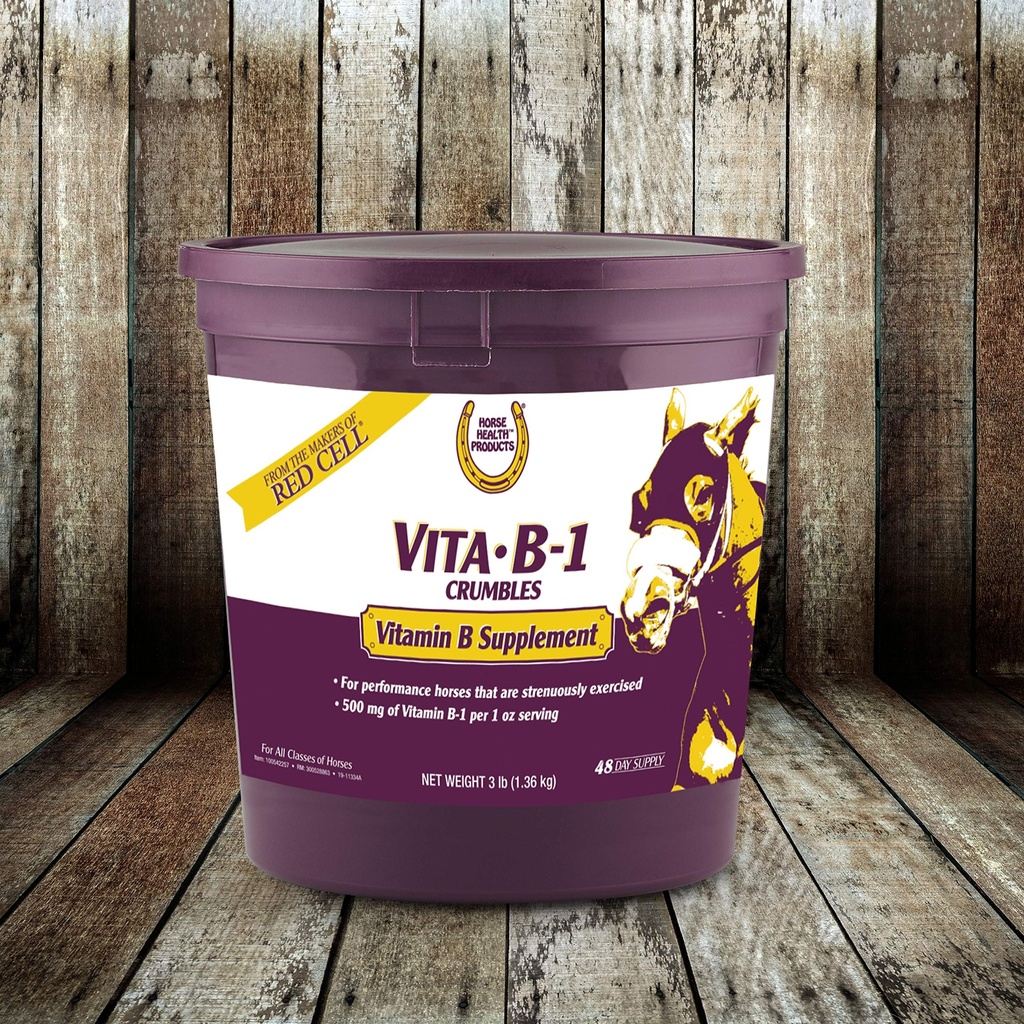 Farnam Horse Health Vita B-1 Crumbles Supplément pour chevaux, Soutient l'activité musculaire optimale et le métabolisme pour la performance, 3 livres, 48 jours d'approvisionnement