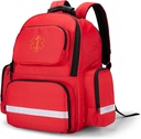 Trunab Premier répondeur Sac à dos trauma vide, trousses médicales d'urgence Sac à sac de saut pour EMT, EMS, police, pompiers, agents de sécurité - Design breveté rouge