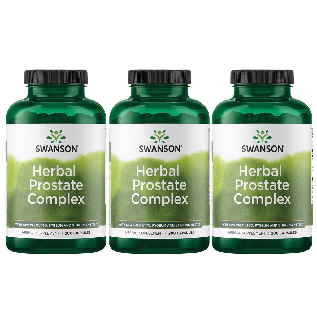 Swanson Kräuter Prostata Complex - Men's Supplement - Eigenschaften Pygeum, Saw Palmetto & Stinging Nettle - (200 Kapseln) (3 Pack)