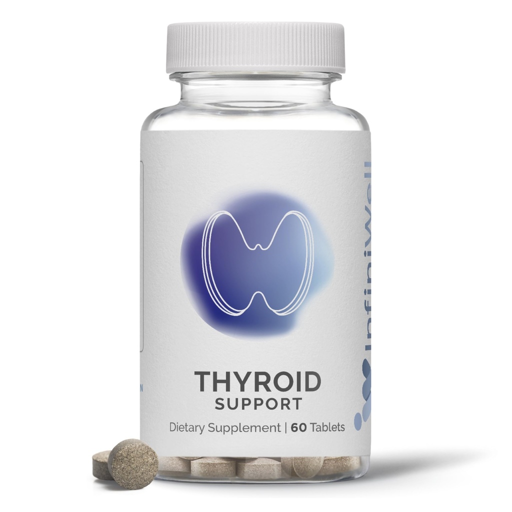 InfiniWell Thyroid Support Complex - Targeted Thyroid Supplement - Förderung von Hormon-Signalisierung, Metabolische Gesundheit und Mitochondriale Energieproduktion - mit Iodine, Selen & Mehr (60 Tabletten)