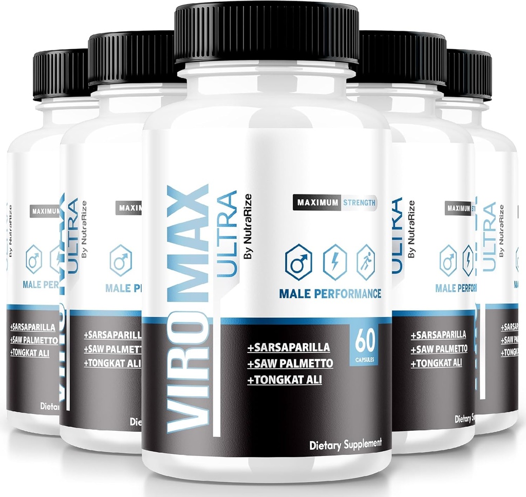 NutraRize (Pack mit 5 ViroMax Ultra Pillen, maximale Stärke Formel Energie und Leistung zu erhöhen, All-Natur Kapseln für Muskelkraft, Ergänzung Bewertungen (300 Kapseln)