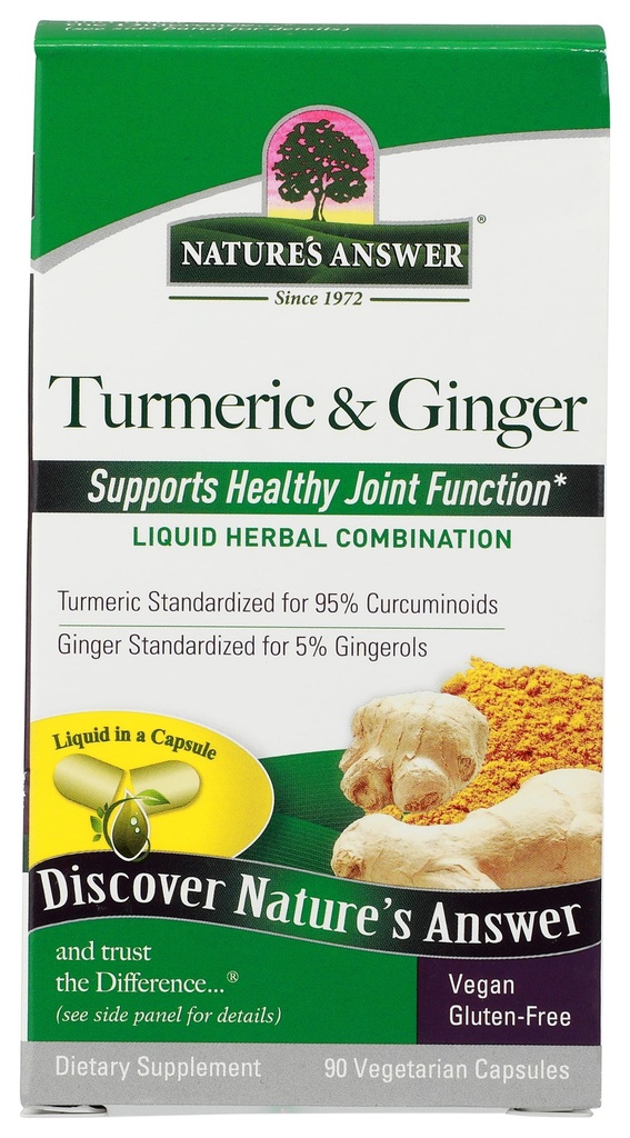 Nature's Antwort Turmeric und Ginger Kapseln 90 Count | Joint Support | Gluten-Free | Vegan | Single Count