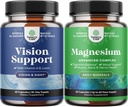 Ensemble complet de suppléments de santé oculaire pour les adultes pour la vision des yeux secs Pression et protection de la lumière bleue et supplément complexe Magnésium haute absorption pour la digestion et l'humeur de l'estomac