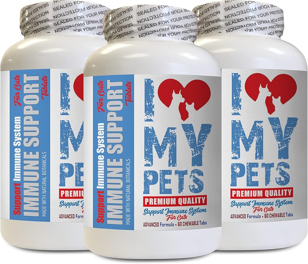 I LOVE MY PETS LLC Heart Support for Cats - CAT Immune Support - Booster - Healthy Supplement - cat Immune System - 180 Treats (3 Bottles)