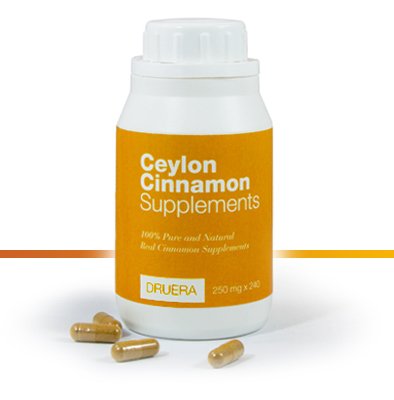 Dru Era Ceylan Cinnamon Suppléments 250mg X 240 Capsules avec 100% Alba Ceylan Cinnamon Poudre et Expédié de Ceylan par DRUERA (1)