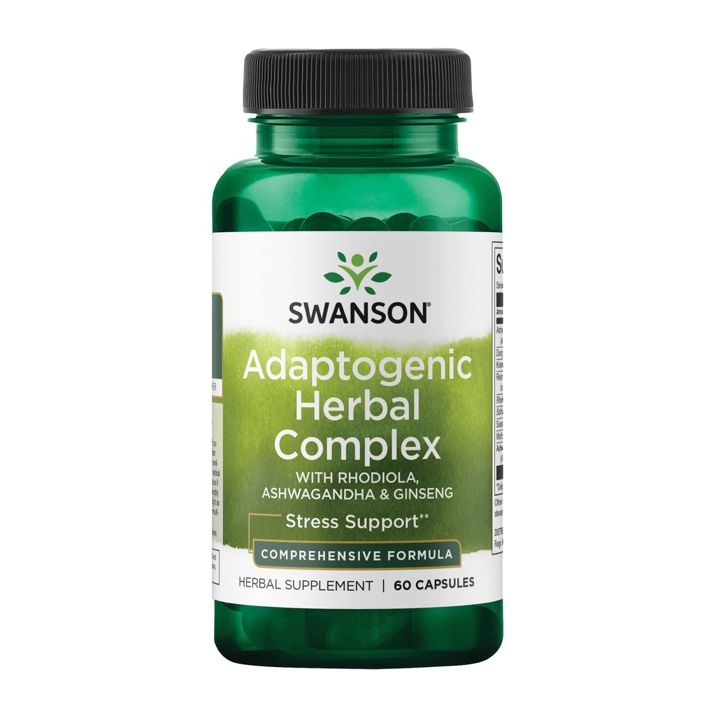 Swanson Rhodiola Ashwagandha Ginseng complexe énergie fonction immunitaire système nerveux stress soutenir Adaptogen complément à l'herbe 60 capsules