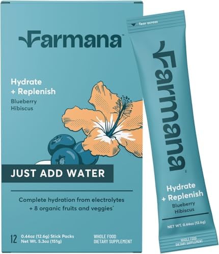 Low Sodium Electrolyte Drink Mix - Natürliche Elektrolyte, Bio-Fruchten und Grüns - Kein hinzugefügter Zucker Elektrolyt-Getränk-Mix für schnelle Hydration, Energie und Erholung - Blueberry Hibiscus Flavor