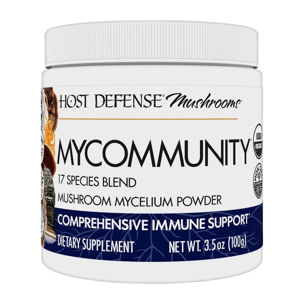 Host Defense MyCommunity Powder - 17 Spezies Mischung Pilzergänzung für Immununterstützung - Extrakt mit Lion's Mane, Reishi, Chaga, Cordyceps, Türkei Tail &amp; More - 100g (66 Servierungen)*