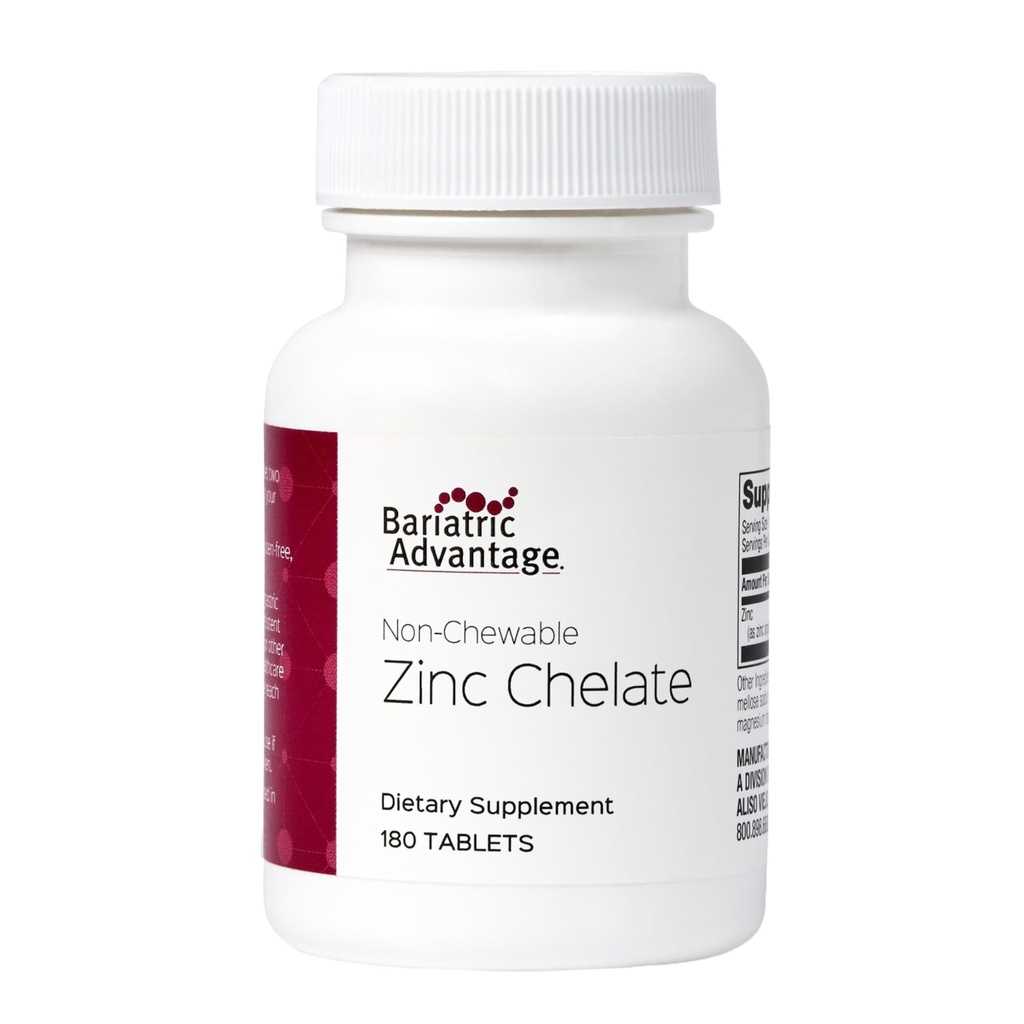 Bariatric Advantage Non Chewable Zinc Chelate - Highly Absorbable - 20 mg Zing Arginin & Glycin - Tabletten für Bariatric Chirurgie Patienten - 180 Zähler