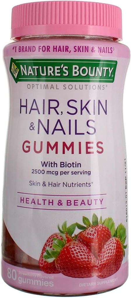 Nature's Bounty Optimal Solutions Haare, Haut und Nägel Gummi, 80 ea (Pack von 2)