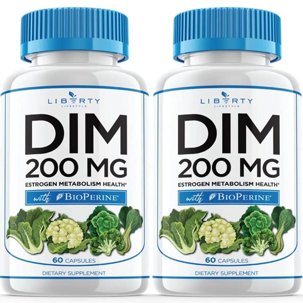 DIM Ergänzung 200mg - DIM Diindolyl Methan Plus BioPerine - Estrogen Balance, Hormon Menopause Relief, Akne Behandlung, Vegan - 120 Count