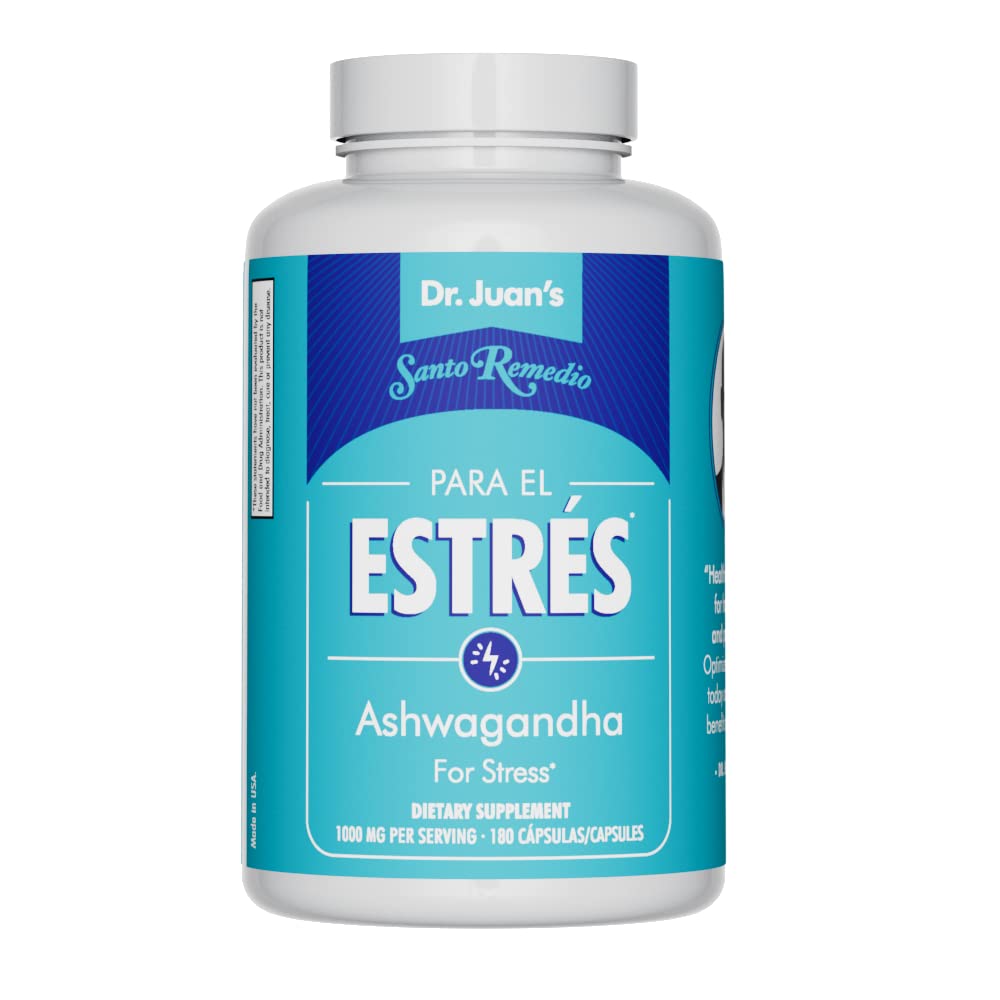 Santo Remedio Ashwagandha, Stress-Unterstützung, Nahrungsergänzung, 1000 mg pro Servierung, 180 Kapseln, keine künstlichen Geschmacksrichtungen, keine künstlichen Farben, Zucker & Natrium frei, Vegetarisch