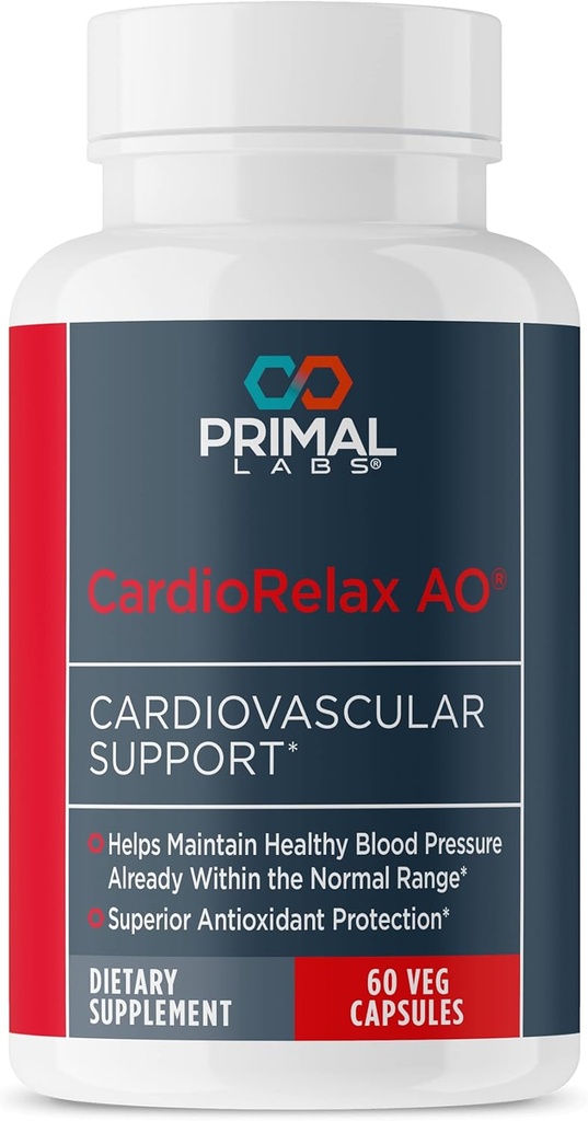 Primal Health CardioRelax AO - Coenzym Q10 Formel, Bioperin + Olive Leaf Extract - 60 Kapseln
