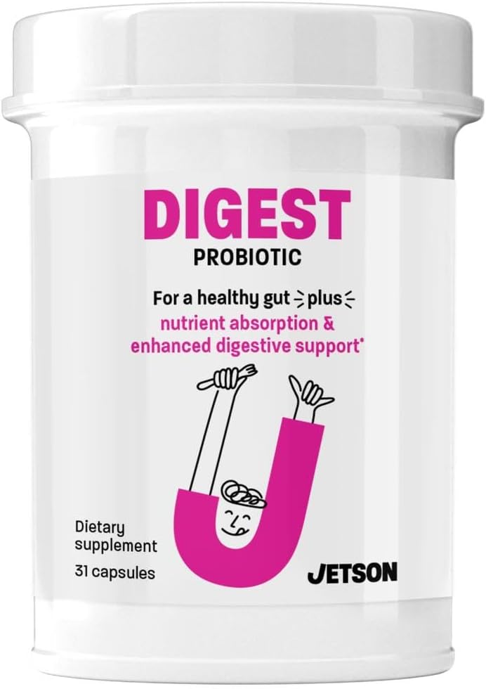 Jetson Digest - Verdauung und Immununterstützung Probiotic Formulation – Fördert regelmäßige Bowel-Bewegung, Verbesserung der Verdauung & Bloating, unterstützt Immunität - Glutenfrei, Vegetarisch, Non-GMO (31 Zähler)