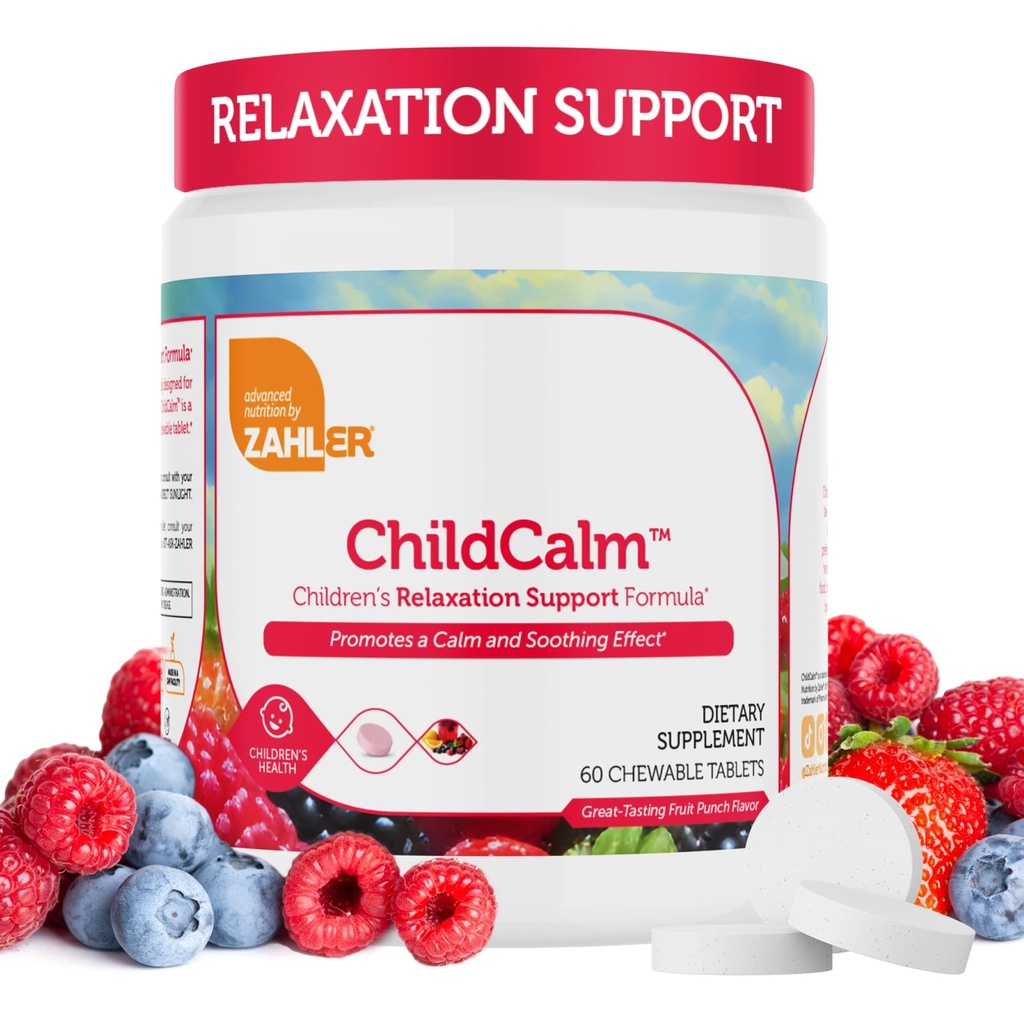 Zahler ChildCalm, Kosher Fruit Punch Kaubares Magnesium für Kinder - Natürliche Beruhigung, Mood-Unterstützung und Entspannung - Beruhigung Kinder Magnesium Supplement Kinder Magnesium, 60 Tabletten