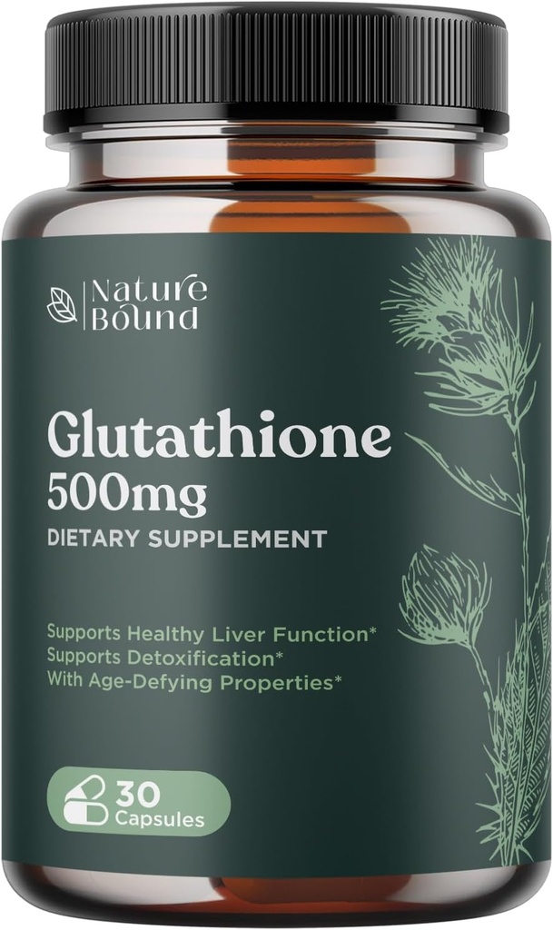 Glutathione Haut Whitening Pillen für Männer und Frauen - reine GSH-Ergänzung 500 mg mit natürlichem Milchdistelextrakt Silymarin - Antioxidans-Unterstützung ALA - Boost Immunsystem von Nature Bound