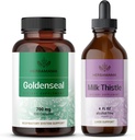 HERBAMAMA Goldenseal und Milk Thistle Kit - Bundle von 700 mg Goldenseal Root Capsules and Milk Thistle Tincture 2 fl oz - Vegan, Non-GMO, Sugar & Alcohol-Free - 2 Pack