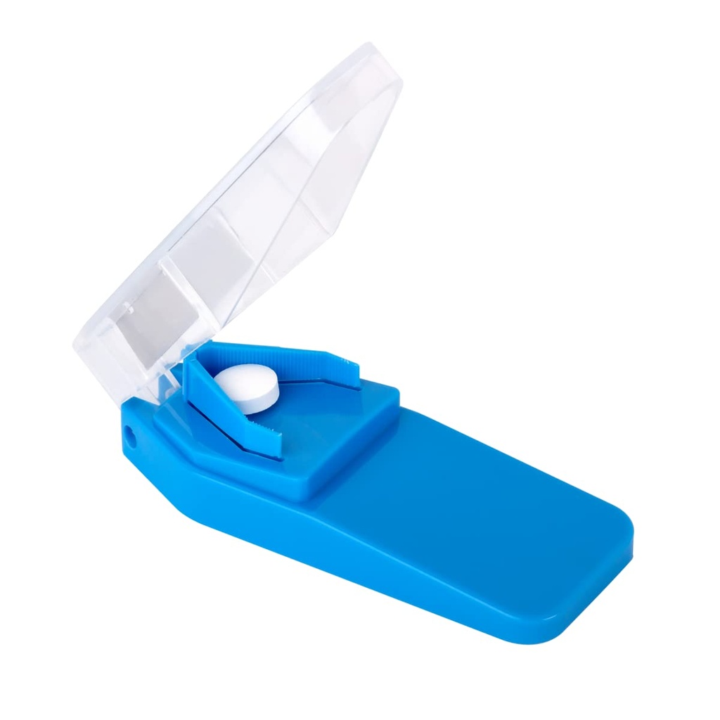 EZY DOSE Pille Cutter und Splitter, sicher geschnitten große, kleine und winzige Pillen, Vitamine, Tabletten in der Hälfte, Accurate Easy Cutting, Edelstahl Klinge, Reisen Sized, einfach zu bedienen, Farbe Mai Vary, BPA kostenlos