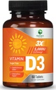 Vitamine D3 5000iu (125 mcg) Immune Health Support - Supplément alimentaire de vitamine D à haute puissance pour os, dents, muscles - VIT D de la nature, végétalien, sans gluten, framboise - 60 comprimés à croquer