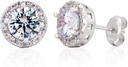 Sterling Silber Handgefertigt Zircon Edelstein Halo 9mm Ohrstecker