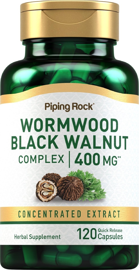 Piping Rock Wormwood Black Walnut Capsules 400mg | 120 Count | Kräuterextrakt Complex | Non-GMO, Gluten kostenlose Ergänzung