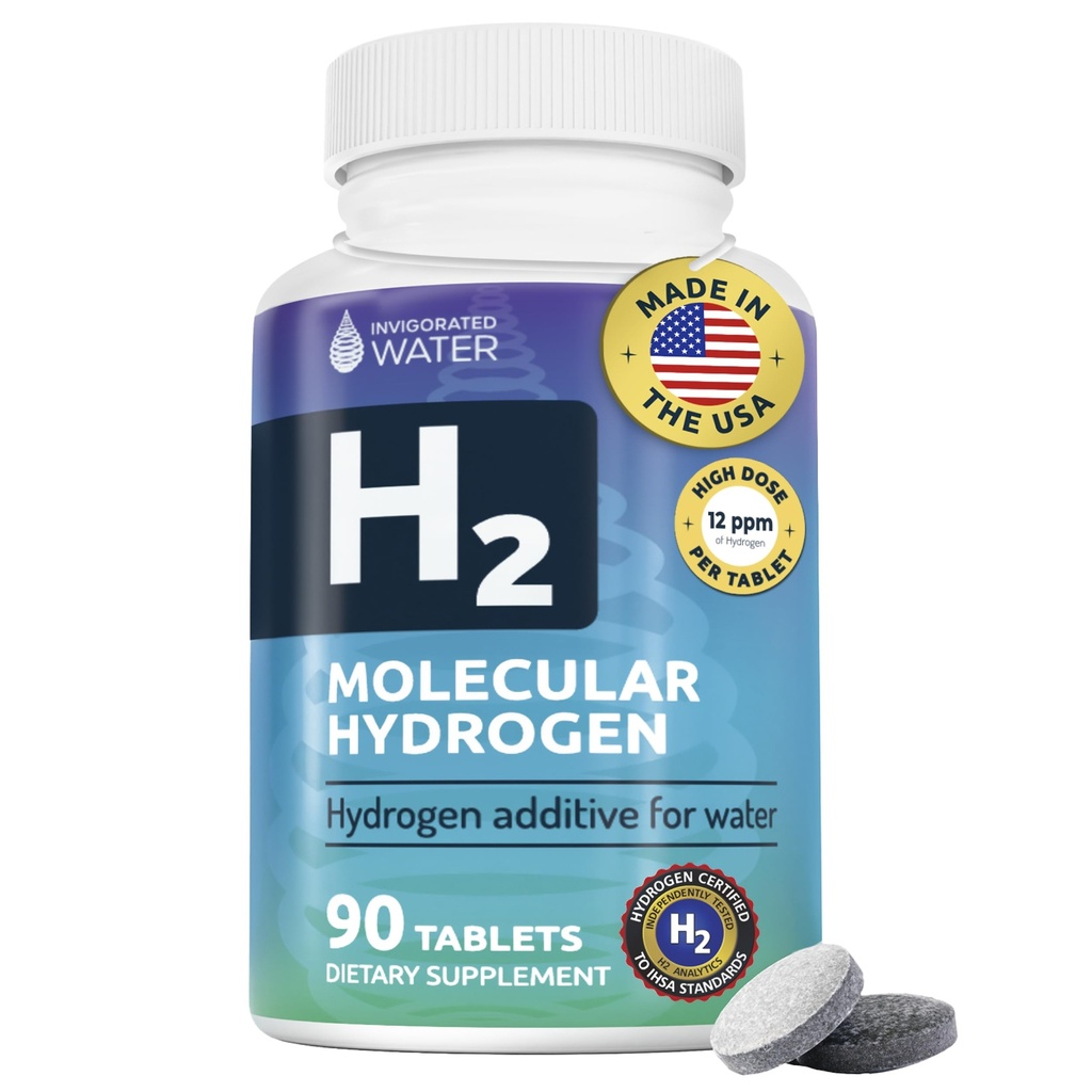 Belebte Wasser-Wasser-Tabletten mit Magnesium - H2 Ergänzungen Unterstützung Normale Energie, Gehirn, Kognitive Gesundheit, Non-GMO & Gluten Free - 90 Servierungen