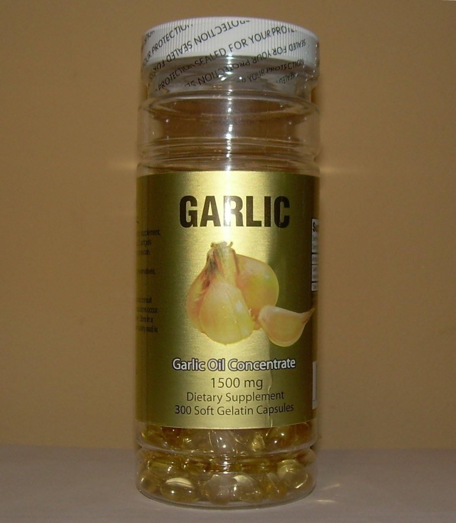 Knoblauch Öl Konzentrat 1500 MG, Cholesterol Free, 300 Soft Gelatin Kapseln