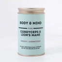 Body & Mind - Pure Organic Lion's Mane & Cordyceps Champignons 12:1 Dual Extract - Focus, Cognition, Énergie, Endurance - 100% Fruiting Bodies - Ajouter à l'eau/thé/café/smoothies - 125 Grams