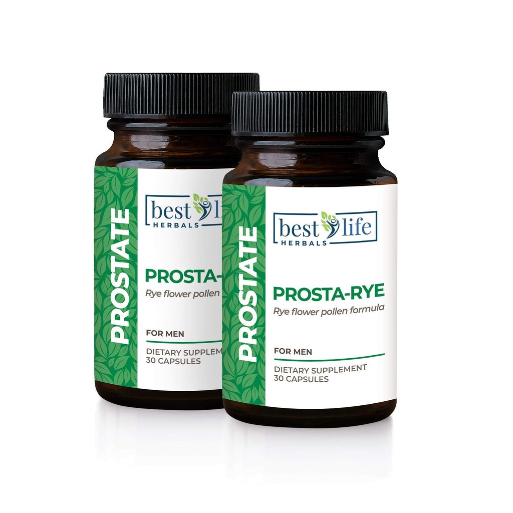 Best Life Herbals Prosta-Rye - Supplément Prostate naturel pour les hommes qui vivent une prostate élargie, une miction fréquente, une vésicule suractive - 2 bouteilles, 60 capsules