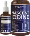 Nascent Iodine Supplement 400 Servierungen, Glasflasche, Vegan, 1800 mcg - 600 mcg pro Tropfen - Reine, klare Farbe - Unterstützt Schilddrüsengesundheit, Energie, Immunität und Stoffwechsel (2 oz.)