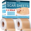 Silikon Narbenblätter (2 Rollen), medizinisches Silikon Narbenband, Narbenentfernungsstreifen für Akne, Burn Scars C-Section & Keloid Chirurgie Narben Platten Behandlungsblätter - 8 Monate Versorgung
