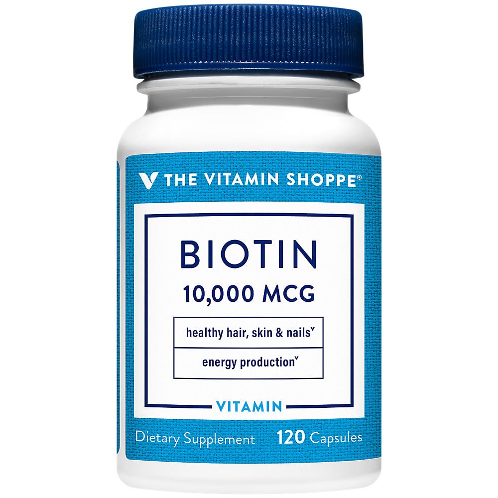 Vitamin Shoppe Biotin 1000MCG, Nährstoff-Mebolismus-Unterstützung für gesundes Vibrant-Haar, gesunde Haut und starke Nägel, Energieproduktion (120 Kapseln)