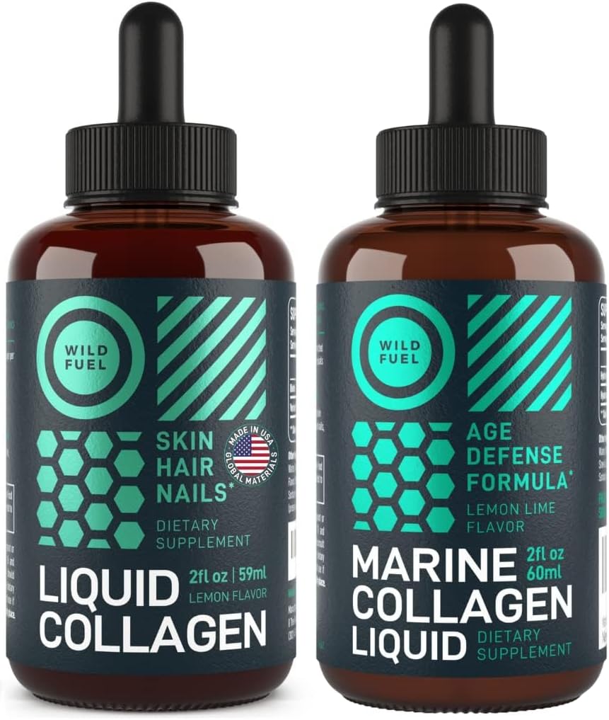 WILD FUEL Marine flüssiges Kollagen und flüssiges Kollagen mit Biotin Enhanced Collagen Bundle
