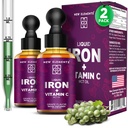 [2 Pack] Flüssige Eisen-Ergänzung mit Vitamin C – 18mg Eisen & 50mg Vitamin C für Anämie Unterstützung – Blut-Erbauer Tropfen für Frauen & Männer – Schnelle Absorption, steigert Energie & Immunität – Vegan, Non-GMO
