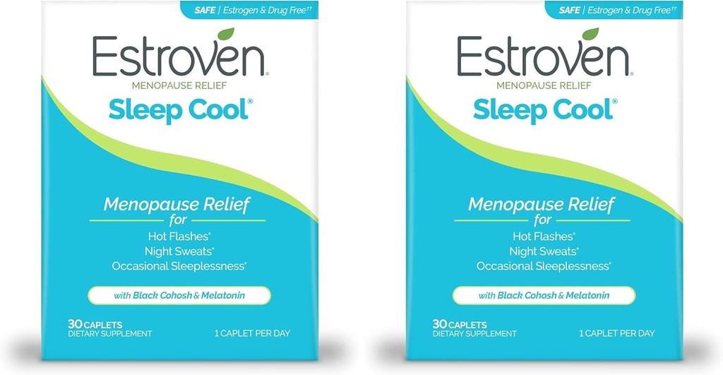 Estroven Sleep Cool für Menopause Relief, 30 Ct, Schlaf-Unterstützung Ergänzung mit klinisch bewährten Inhaltsstoffen Menopause Symptome zu lindern plus Nachtschwärmen & Hot Flash Relief, Drug-Free & Gluten-Free