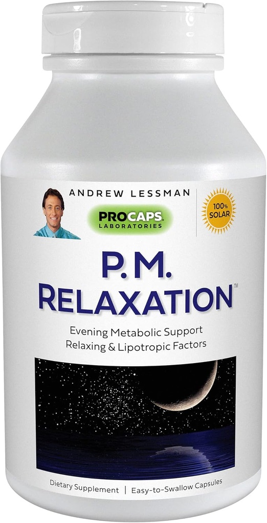 ANDREW LESSMAN P.M. Relaxation - 180 Capsules - Support naturel pour un sommeil doux et reposant avec la mélatonine, la valériane, Passionflower, le houblon, la camomille. Pas de Grogginess du matin Petite Capsules faciles à avaler