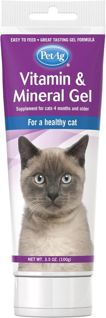 PetAg Vitamin & Mineral Gel Supplement für Katzen - 3,5 oz - Bietet Basic Daily Vitamins & Minerals für Katzen 4 Monate und älter - Einfach zu digest