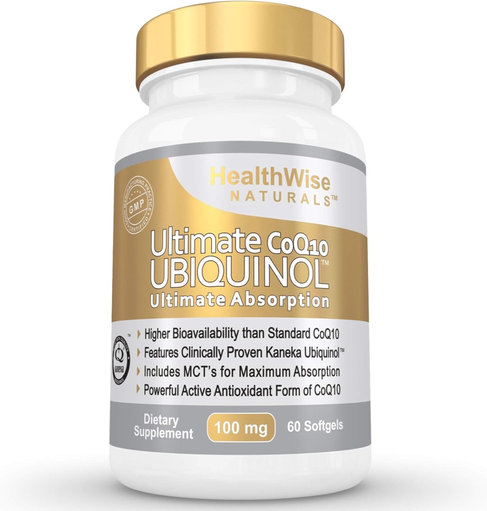 Ultimate CoQ10 UBIQUINOL 100mg - Mehr als 4X Effektiv: Maximale Absorption & Potenz - Non-GMO/Soy Free - Kaneka Ubiquinol - 60 Liquid Softgels