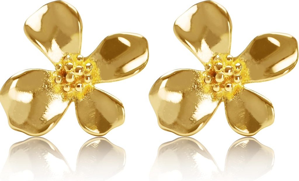 14K vergoldet 925 Sterling Silber Blume Lily Stud Ohrringe