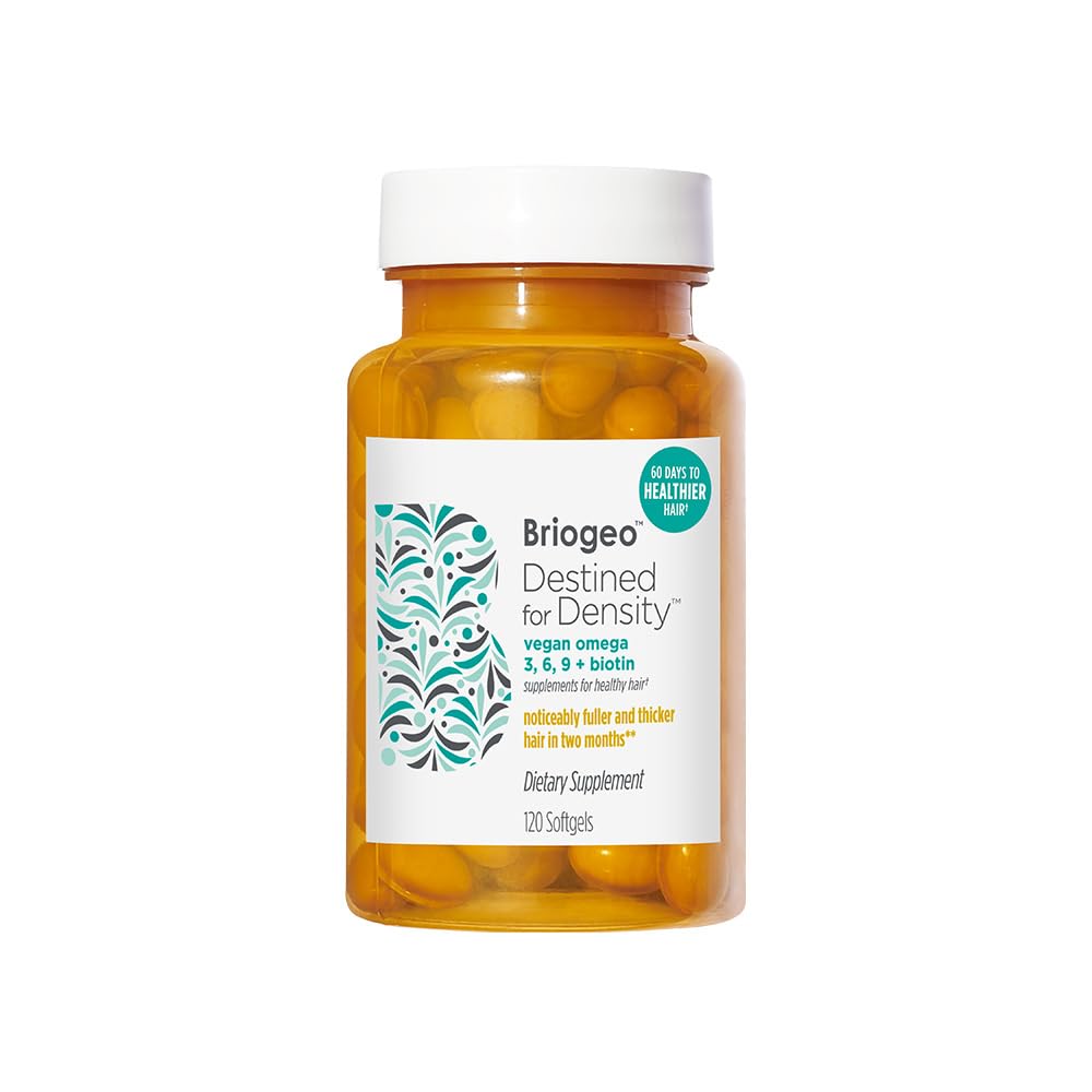 Briogeo Destined für Dichte Vegan Omega 3, 6, 9 + Biotin Ergänzungen für gesundes Haar, unterstützt Fuller, gesünderes Haar, Haut und Nägel, Vegan, Cruelty-Free, 120 Softgels