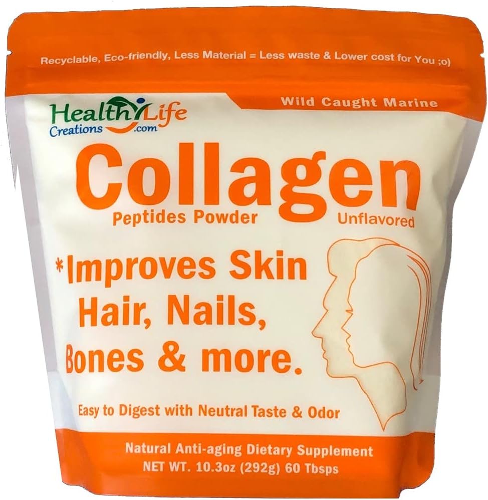 Marine Collagen Peptides Powder (Wild Caught) 10.3 Unze - Unflavored, Quick Dissolving - Anti-Aging, Heilgut & Gelenke - Sugar Free, Glutenfrei, Non-GMO