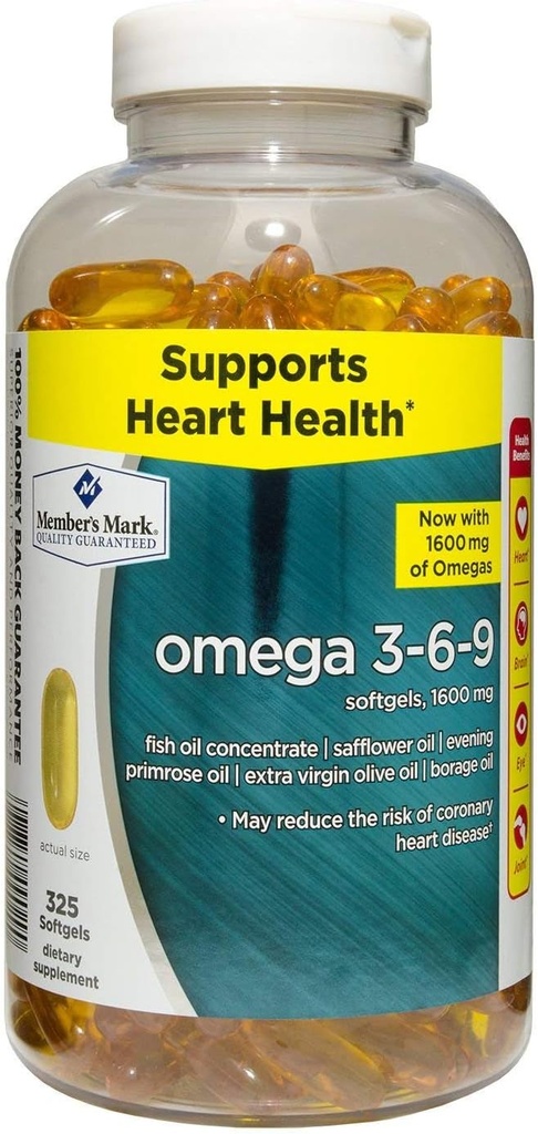 Mark Omega 3, 6, 9 Nahrungsergänzung 1600 Mg, Weichgel, 325Count