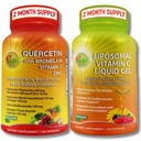 Immun Support Bundle - Quercetin mit Bromelain, Vitamin C & Zink + Liposomales Vitamin C 1100mg – mit Bio- Ganzes Lebensmittel-Mischung & Acerola Kirsche – Antioxidans, Respiratory & Cardiovascular Support