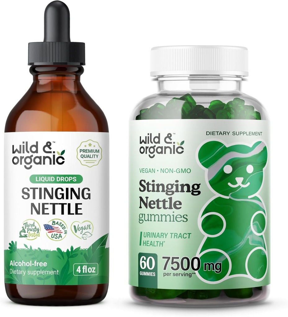 Teinture de racine de nervure sauvage et organique 4 fl oz & Gommies de racine de nervure stinging