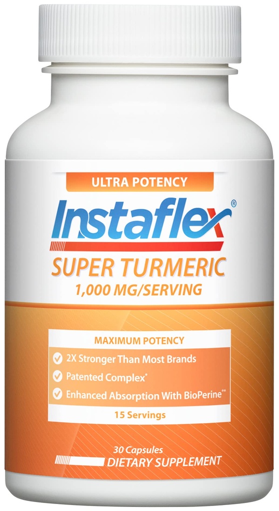 Instaflex Super Turmeric - 1000mg Curcumine curcuma avec BioPerine, Extrait de poivre noir, 95% Curcuminoïdes, 30 Compte
