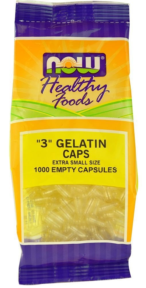 NOW Foods - Gelatin Leerkapseln '3' Größe (Extra Small Size) - 1000 Gelcaps