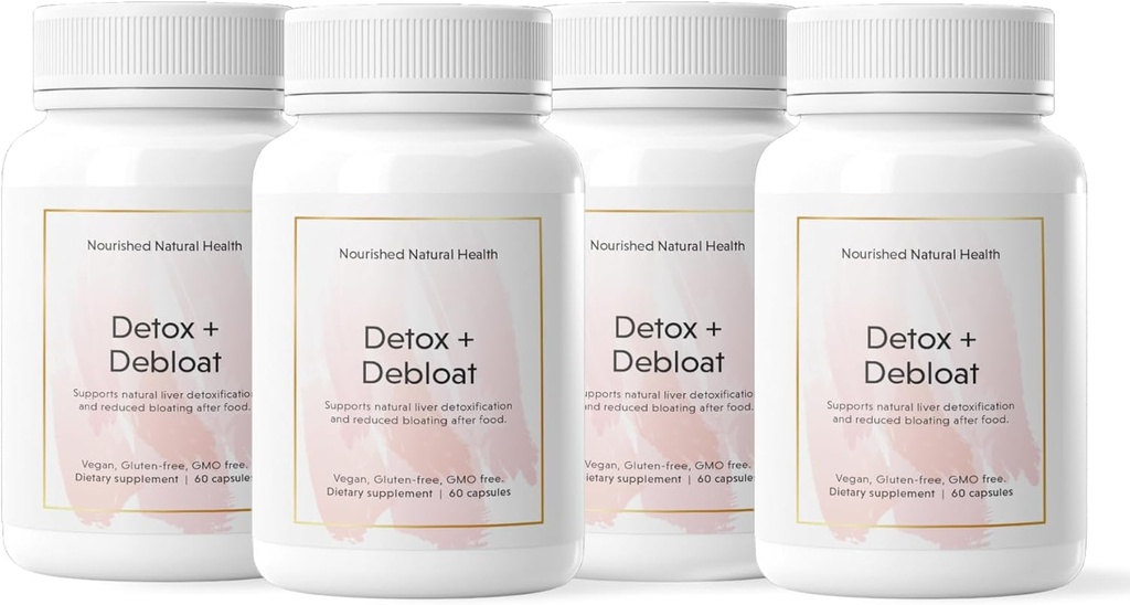 Nourished Natural Detox + Debloat - Milk Thistle & Dandelion Root Vegan Ergänzung für Frauen - Bloating Relief & Digestion Support - 240 Kapseln